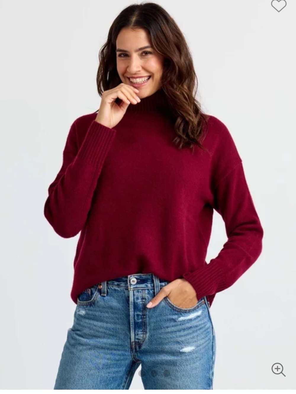 Pura Mock Neck Sweater - Raspberry - Picture 10 of 15